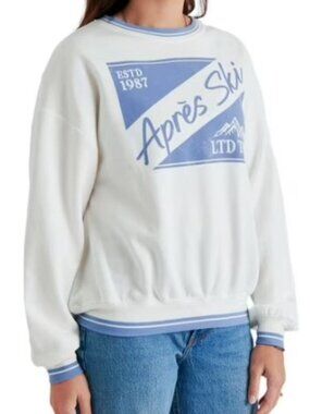 Limited Too Women's White Apres Ski Graphic Sweatshirt